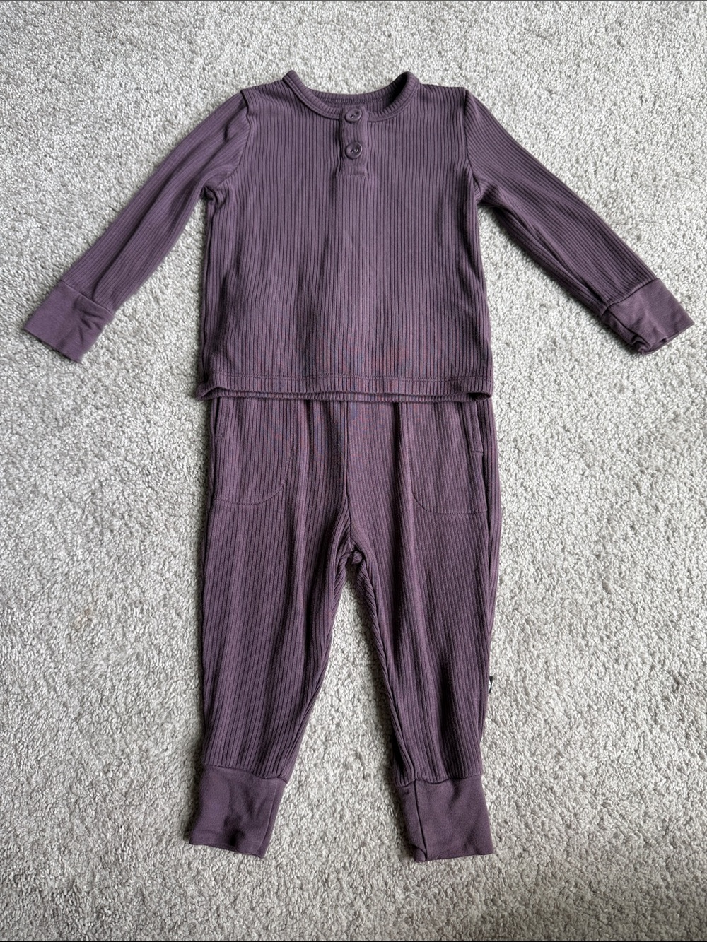 Kyte BABY Ribbed Henley Set 6-12 Mo